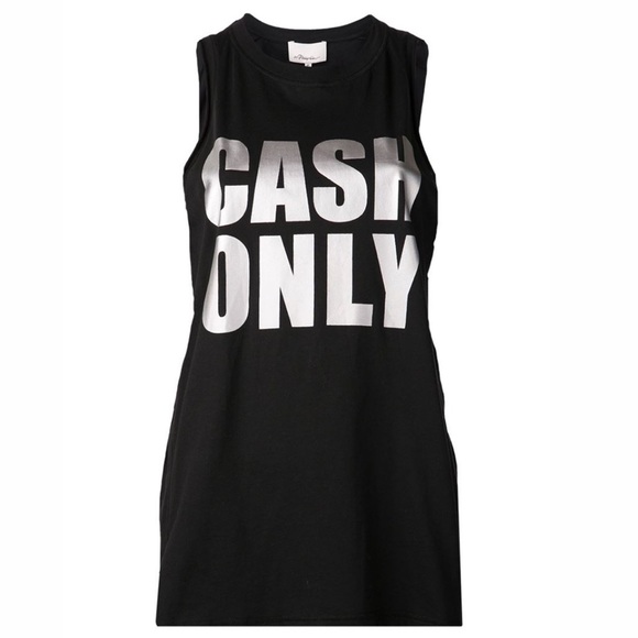 3.1 Phillip Lim Black “Cash Only” Tank Top - Picture 1 of 11